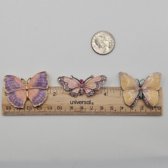 Pastel Pink Purple Butterfly Figural Brooch 3pc Lot Fairycore Whimsical Cute Pin - Picture 14 of 14